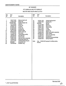28" Washer/motor And Idler Arm Clutch Page 2 Diagram and Parts List for 6358A  Frigidaire Washer