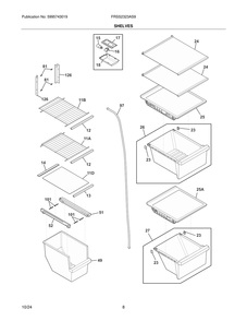 Shelves Diagram and Parts List for FRSS2323AS9  Frigidaire Refrigerator
