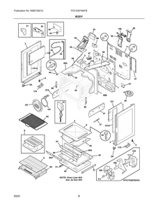 Body Diagram and Parts List for PCFG3078AFB  Frigidaire Range