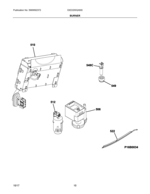 06 - BURNER Diagram and Parts List for EIED200QIS00  Frigidaire Dryer