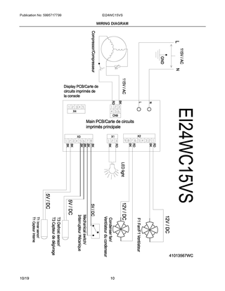 Wiring Diagram Diagram and Parts List for EI24WC15VS  Frigidaire Wine and Beverage Cooler