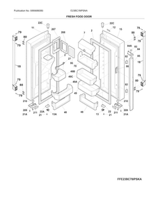 Fresh Food Door Diagram and Parts List for E23BC78IPSNA  Electrolux Refrigerator