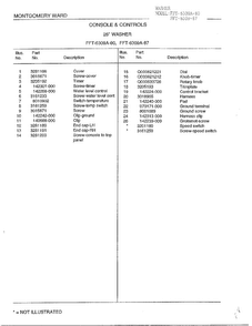 Console And Controls Page 2 Diagram and Parts List for 6309A  Frigidaire Washer