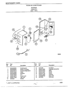 Room Air Conditioner Page 3 Diagram and Parts List for 5243000A  Frigidaire Air Conditioner
