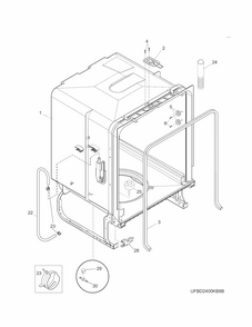 Tub Diagram and Parts List for 58714014412B  Kenmore Dishwasher