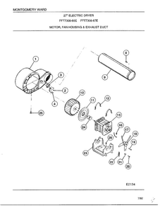 Motor/fan Housing/exhaust Duct Diagram and Parts List for 7308-80E  Frigidaire Dryer