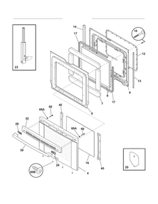 Door Diagram and Parts List for EI30EF55GSH  Electrolux Range
