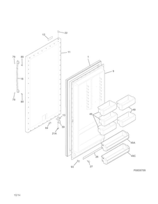 Door Diagram and Parts List for FPFU19F8QFA  Frigidaire Freezer