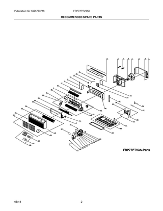 Recommended Spare Parts Diagram and Parts List for FRP77PTV3A0  Frigidaire Air Conditioner