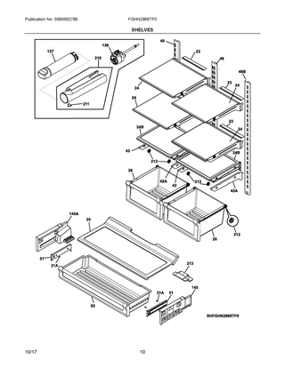 Shelves Diagram and Parts List for FGHN2868TF0  Frigidaire Refrigerator