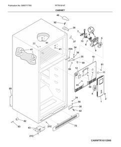 Cabinet Diagram and Parts List for FFTR1814TBE  Frigidaire Refrigerator