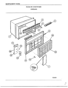 Room Air Conditioner Diagram and Parts List for 5249G  Frigidaire Air Conditioner