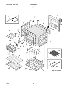 Body Diagram and Parts List for PCWS3080AFB  Frigidaire Wall Oven