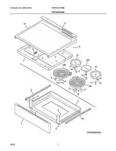 Top/Drawer Diagram and Parts List for FCFE306CAWB  Electrolux Range