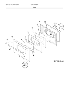 Door Diagram and Parts List for FFEF3005MBE  Frigidaire Range