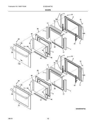 Doors Diagram and Parts List for EI30EW48TSC  Frigidaire Wall Oven