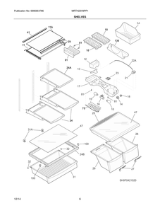 Shelves Diagram and Parts List for MRTH23V9PP1  Frigidaire Refrigerator