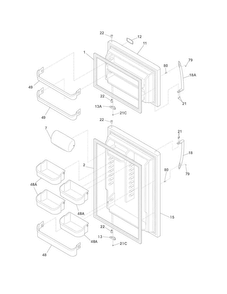 Doors Diagram and Parts List for DFHT1843PS0  Frigidaire Refrigerator