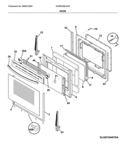 Door Diagram and Parts List for GCRE306CAFE  Frigidaire Range