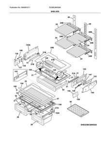 Shelves Diagram and Parts List for EI23BC80KS8A  Electrolux Refrigerator