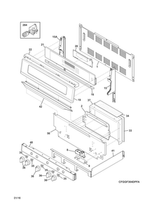 Backguard Diagram and Parts List for FGGF304DPFC  Frigidaire Range