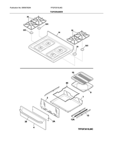 Top/drawer Diagram and Parts List for FFGF3015LMG  Frigidaire Range