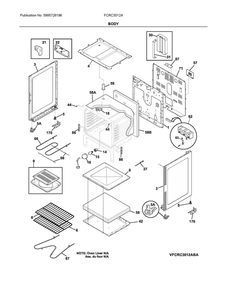 Body Diagram and Parts List for FCRC3012AWD  Frigidaire Range