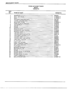 Room Air Conditioner Page 2 Diagram and Parts List for 5077A  Frigidaire Air Conditioner