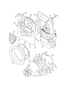 Front Panel/lint Filter Diagram and Parts List for FFSG5115PW0  Frigidaire Dryer