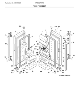 Fresh Food Door Diagram and Parts List for FPBG2277RF3  Frigidaire Refrigerator