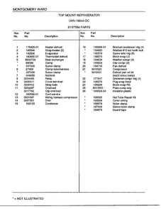 System Parts Page 2 Diagram and Parts List for 19844C  Frigidaire Refrigerator