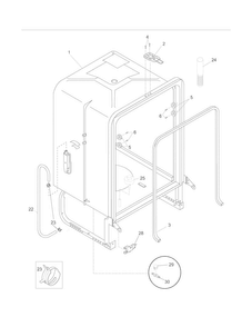 Tub Diagram and Parts List for FFBD2408NQ0A  Frigidaire Dishwasher