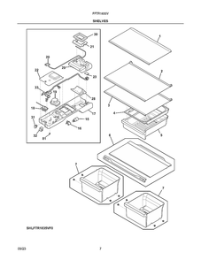 Shelves Diagram and Parts List for FFTR1835VB6  Electrolux Refrigerator