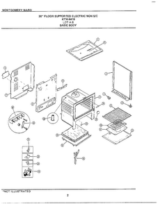 30` Floor Basic Body Diagram and Parts List for 4418A  Frigidaire Range