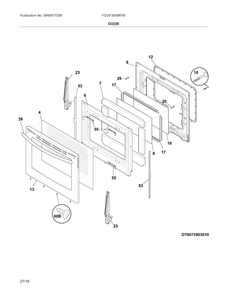 Door Diagram and Parts List for FGGF3058RFB  Frigidaire Range