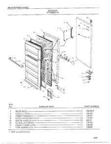 Freezer Diagram and Parts List for 46567A-7  Frigidaire Freezer