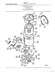 Tub, Hoses, Motor Diagram and Parts List for 6009-80A  Frigidaire Washer