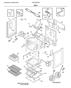 Body Diagram and Parts List for FFGF3054TDE  Frigidaire Range