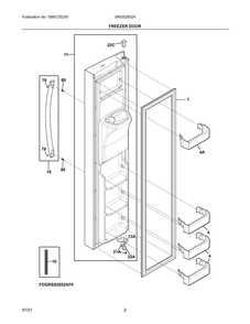 Freezer Door Diagram and Parts List for GRSS2652AF0  Frigidaire Refrigerator