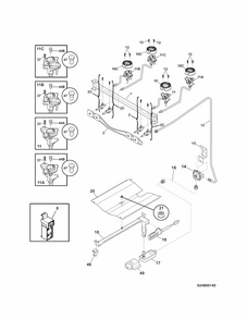 Burner Diagram and Parts List for 79073233310  Kenmore Range