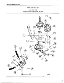 Washer Drive System/pump Diagram and Parts List for 6507-87C  Frigidaire Washer