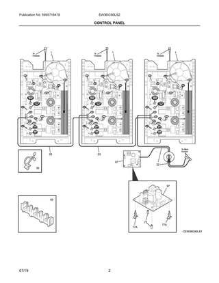 Control Panel Diagram and Parts List for EW36IC60LS2  Frigidaire Cooktop