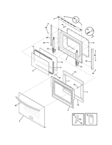 Door Diagram and Parts List for FGGS3065KWE  Frigidaire Range