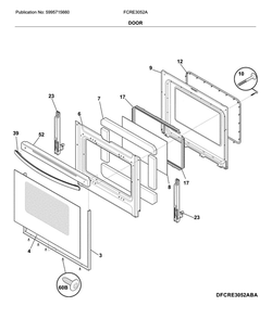 Door Diagram and Parts List for FCRE3052AWA  Frigidaire Range