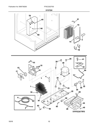 System Diagram and Parts List for FFSC2323TS0  Frigidaire Refrigerator