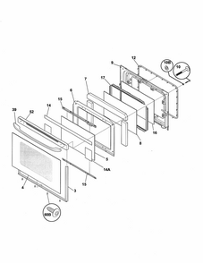 Door Diagram and Parts List for 79075924300  Kenmore Range