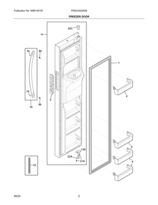 Freezer Door Diagram and Parts List for FRSC2333AS9  Frigidaire Refrigerator