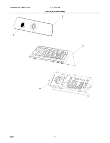 Controls/Top Panel Diagram and Parts List for FLVE752CBW  Frigidaire Dryer