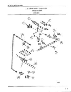 Burner Diagram and Parts List for 2851A  Frigidaire Range