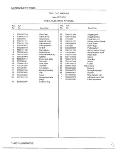 Tubs/agitator/air Bell Page 2 Diagram and Parts List for 6507-87C  Frigidaire Washer